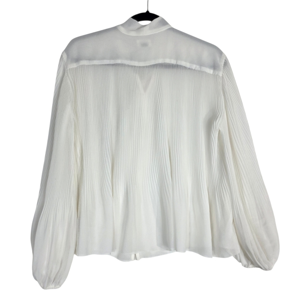 Wilfred White Pleated chiffon button down Blouse with Neck Tie - Picture 2 of 13